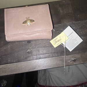 Gold and Pink Structured Clutch with Metallic Accent